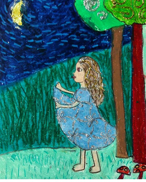 نقاشی خلاق . اثرآلینا کاظمی . ۶ ساله .سال ۶ ۹
