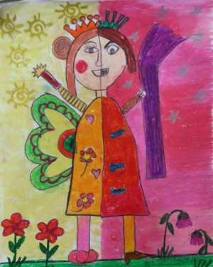 نقاشی خلاق . اثر پرنیان اعلایی .  ۹ ساله .سال ۶ ۹