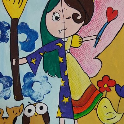 نقاشی خلاق . اثر مریم آقابابایی . ۱۰ ساله .سال ۶ ۹