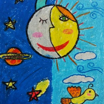 نقاشی خلاق . اثر مهرو سلیمانی . ۹ ساله .سال ۶ ۹