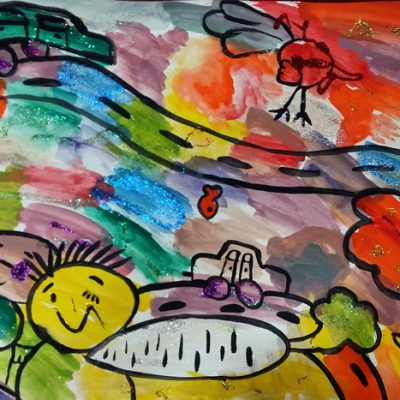نقاشی خلاق . اثر آلینا کاظمی . ۶ ساله .سال ۶ ۹